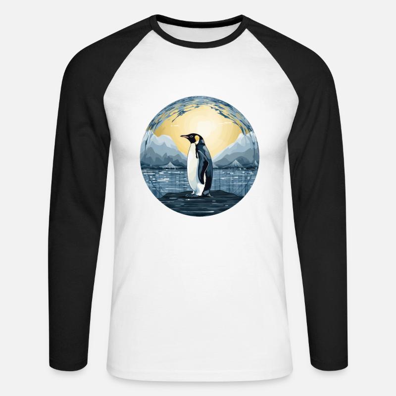 Pinguin - Unisex Baseballshirt langarm - Weiß/Schwarz