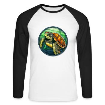 Turtle - Unisex Long Sleeve Baseball T-Shirt - white/black - Front - Nik (191cm)