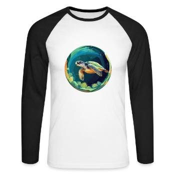 Turtle - Unisex Long Sleeve Baseball T-Shirt - white/black - Front - Nik (191cm)
