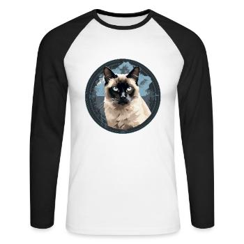 Balinais - T-shirt baseball manches longues Homme - blanc/noir - Devant - Nik (191cm)