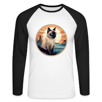 Balinais - T-shirt baseball manches longues Homme - blanc/noir - Devant - Nik (191cm)