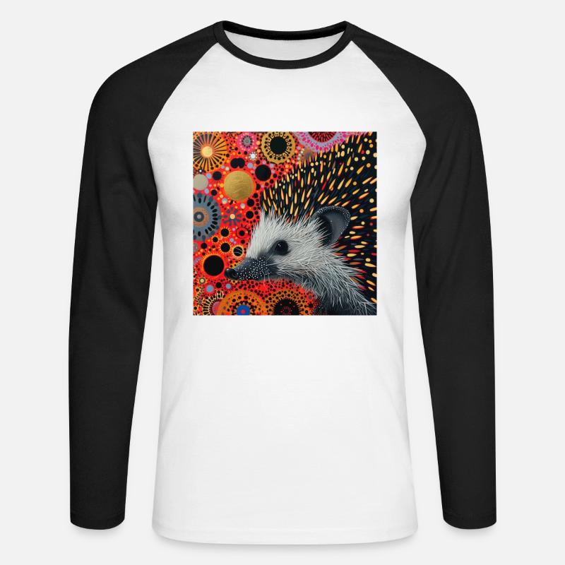 igel, bunt, tier, geschenk, geschenkidee - Unisex Baseballshirt langarm - Weiß/Schwarz