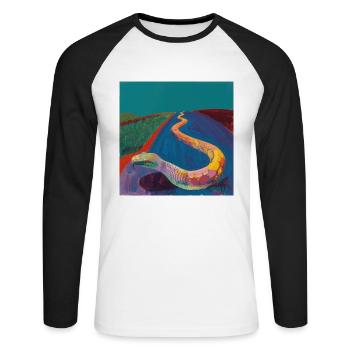 schlange, bunt, tier, geschenk, geschenkidee - Unisex Baseballshirt langarm - Weiß/Schwarz - Vorne - Nik (191cm)