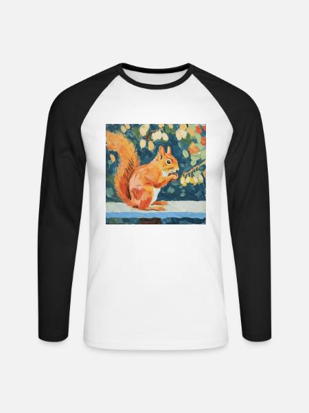 eichhörnchen, bunt, tier, geschenk, geschenkidee - Unisex Baseballshirt langarm - Weiß/Schwarz