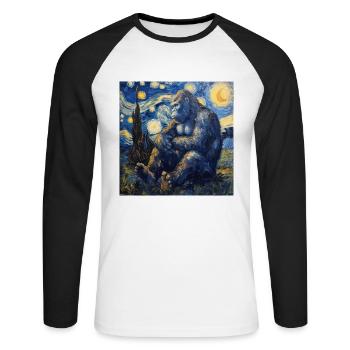 Bigfoot, Big Foot, Van Gogh, Starry Night - Unisex Long Sleeve Baseball T-Shirt - white/black - Front - Nik (191cm)