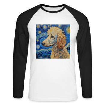 Poodle Van Gogh Gift - Unisex Long Sleeve Baseball T-Shirt - white/black - Front - Nik (191cm)