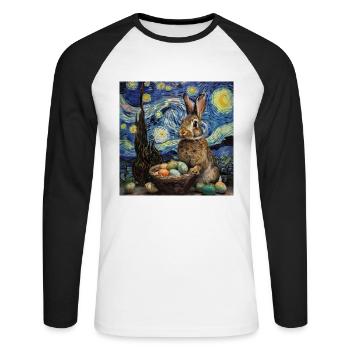 easter bunny, easter, bunny, happy easter, easter eggs - Unisex Long Sleeve Baseball T-Shirt - white/black - Front - Nik (191cm)