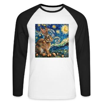 easter bunny, easter, bunny, happy easter, easter eggs - Unisex Long Sleeve Baseball T-Shirt - white/black - Front - Nik (191cm)