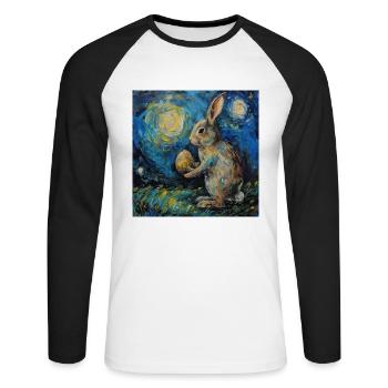 easter bunny, easter, bunny, happy easter, easter eggs - Unisex Long Sleeve Baseball T-Shirt - white/black - Front - Nik (191cm)