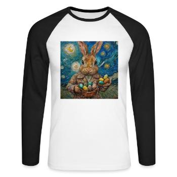 easter bunny, easter, bunny, happy easter, easter eggs - Unisex Long Sleeve Baseball T-Shirt - white/black - Front - Nik (191cm)