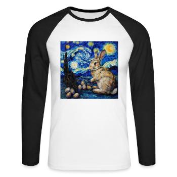 easter bunny, easter, bunny, happy easter, easter eggs - Unisex Long Sleeve Baseball T-Shirt - white/black - Front - Nik (191cm)