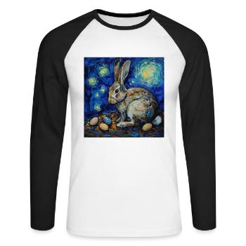 easter bunny, easter, bunny, happy easter, easter eggs - Unisex Long Sleeve Baseball T-Shirt - white/black - Front - Nik (191cm)