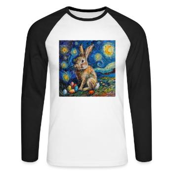 easter bunny, easter, bunny, happy easter, easter eggs - Unisex Long Sleeve Baseball T-Shirt - white/black - Front - Nik (191cm)