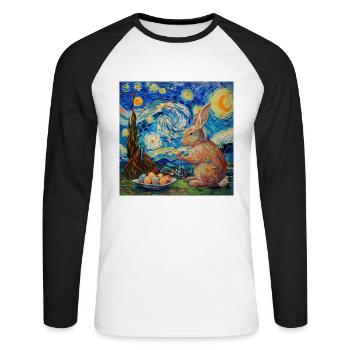 easter bunny, easter, bunny, happy easter, easter eggs - Unisex Long Sleeve Baseball T-Shirt - white/black - Front - Nik (191cm)