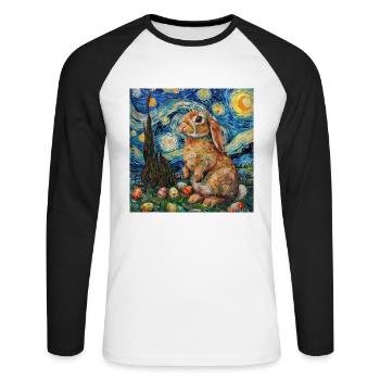 Lapin de Pâques, Pâques, Lapin - T-shirt baseball manches longues Homme - blanc/noir - Devant - Nik (191cm)