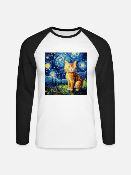 Katze, katzenmotiv - Unisex Baseballshirt langarm - Weiß/Schwarz