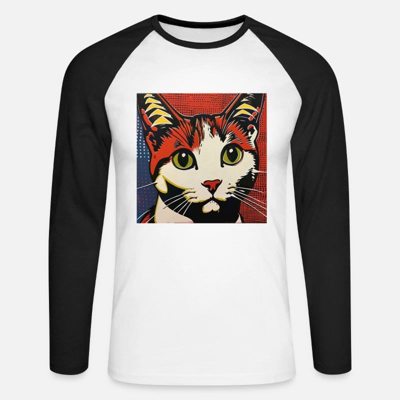 Katze, katzenmotiv, comic, geschenk, geschenkideen - Unisex Baseballshirt langarm - Weiß/Schwarz