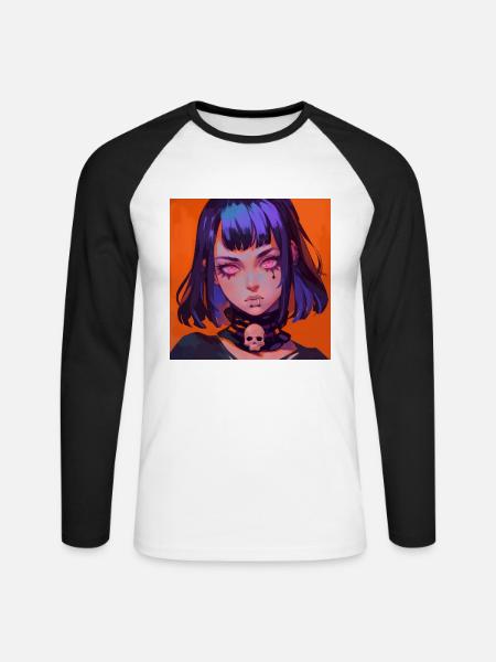 anime gothic, waifu, japan - Unisex Baseballshirt langarm - Weiß/Schwarz