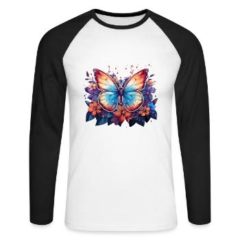 Butterfly, Flowers, Spring, Nature - Unisex Long Sleeve Baseball T-Shirt - white/black - Front - Nik (191cm)