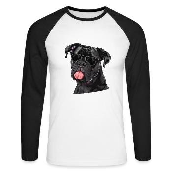 Cane Corso Italiano, Dog, Sunglasses, Summer - Unisex Long Sleeve Baseball T-Shirt - white/black - Front - Nik (191cm)