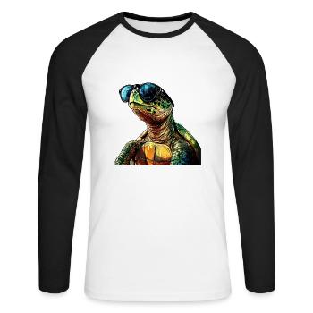 Turtle Sunglasses Summer - Unisex Long Sleeve Baseball T-Shirt - white/black - Front - Nik (191cm)
