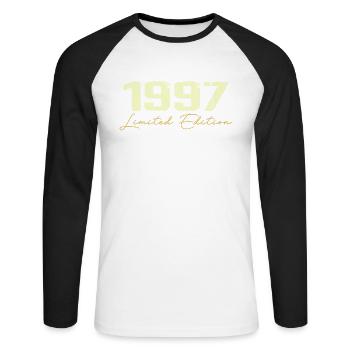 1997 Édition Limitée - 1997 Cadeau D'anniversaire - T-shirt baseball manches longues Homme - blanc/noir - Devant - Nik (191cm)