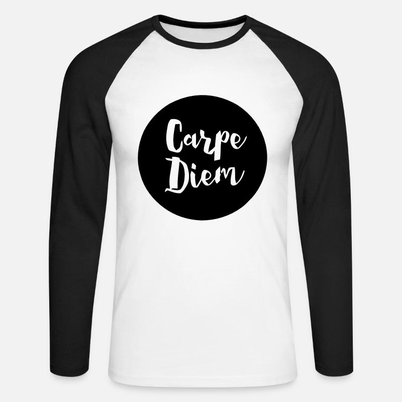 Carpe Diem - Unisex Baseballshirt langarm - Weiß/Schwarz