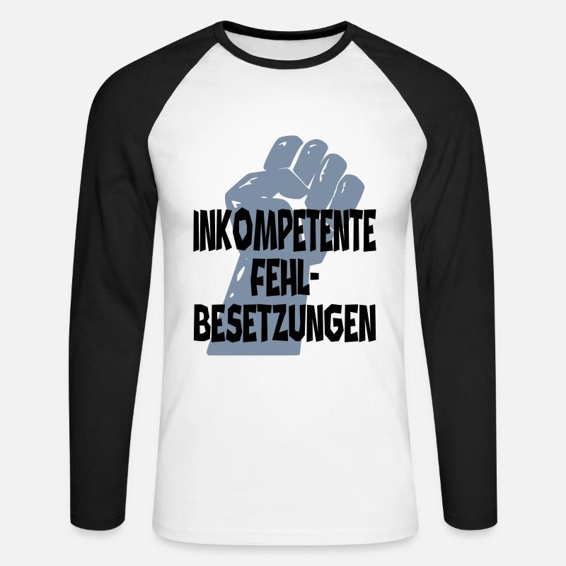 Inkompetenz - Unisex Baseballshirt langarm - Weiß/Schwarz