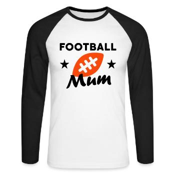 Football mum (stars, football) - T-shirt baseball manches longues Homme - blanc/noir - Devant - Nik (191cm)