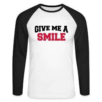 Give me a smile - T-shirt baseball manches longues Homme - blanc/noir - Devant - Nik (191cm)