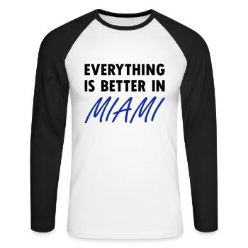 Tout va mieux à Miami - T-shirt baseball manches longues Homme - blanc/noir - Devant - Nik (191cm)