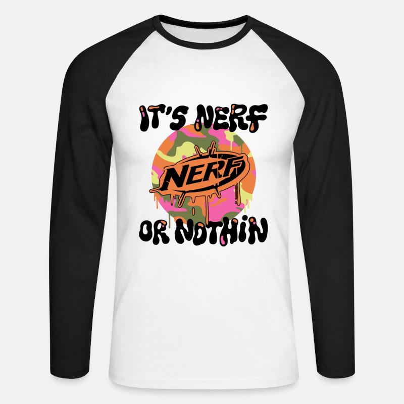 Nerf È nerf o niente Slogan - Maglia da baseball a manica lunga da uomo - bianco/nero