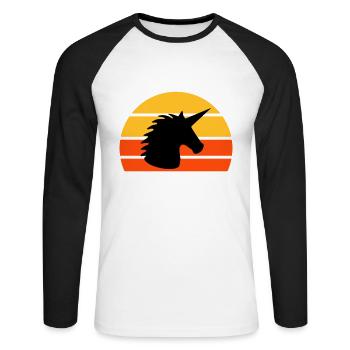 Unicorn in front of a half-sun - Unisex Long Sleeve Baseball T-Shirt - white/black - Front - Nik (191cm)