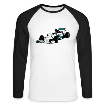 blockedTitle - Unisex Baseballshirt langarm - Weiß/Schwarz - Vorne - Nik (191cm)