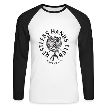 Restless Hands Club Black#2 - Unisex Baseballshirt langarm - Weiß/Schwarz - Vorne - Nik (191cm)