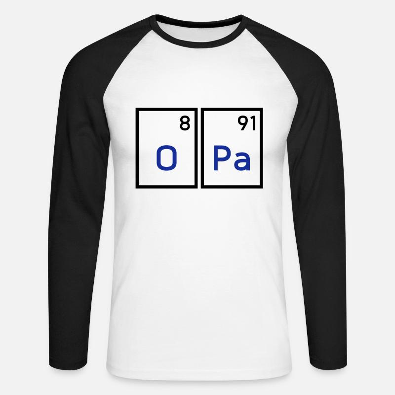 Opa (Sauerstoff, Palladium) - Unisex Baseballshirt langarm - Weiß/Schwarz