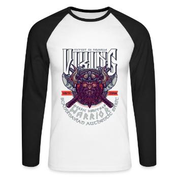 VIKING, VICTORY OR VALHALLA! - T-shirt baseball manches longues Homme - blanc/noir - Devant - Nik (191cm)