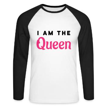 Je suis la Reine - T-shirt baseball manches longues Homme - blanc/noir - Devant - Nik (191cm)