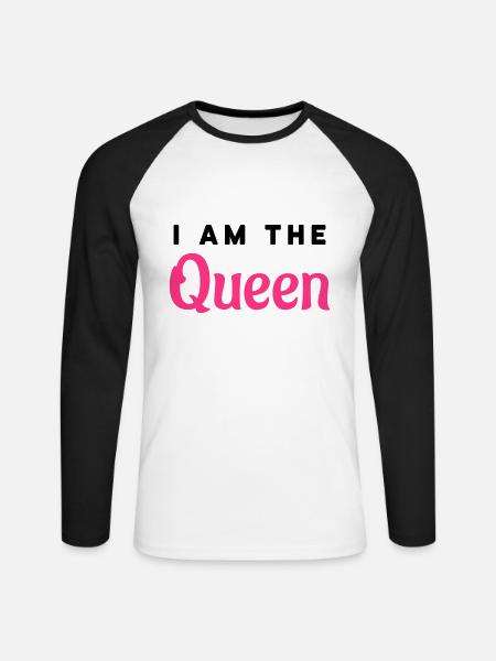 I am the Queen - Unisex Long Sleeve Baseball T-Shirt - white/black