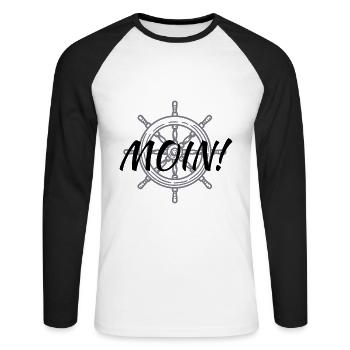 Moin - Unisex Baseballshirt langarm - Weiß/Schwarz - Vorne - Nik (191cm)