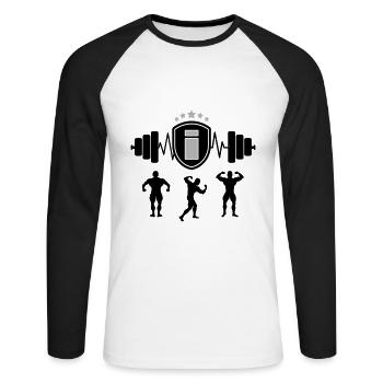 Bodybuilding Gym Name Buchstabe Training I - Unisex Baseballshirt langarm - Weiß/Schwarz - Vorne - Nik (191cm)