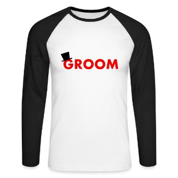 Groom - T-shirt baseball manches longues Homme - blanc/noir - Devant - Nik (191cm)