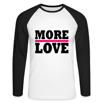 More love - Unisex Long Sleeve Baseball T-Shirt - white/black - Front - Nik (191cm)