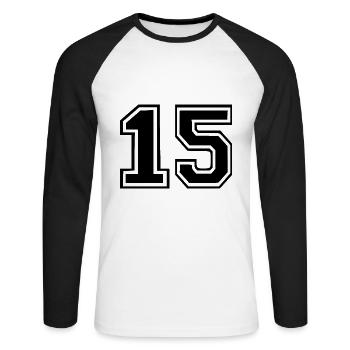 15 - Unisex Baseballshirt langarm - Weiß/Schwarz - Vorne - Nik (191cm)