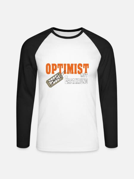 Optimist mit Erfahrung Geschenk - Unisex Baseballshirt langarm - Weiß/Schwarz