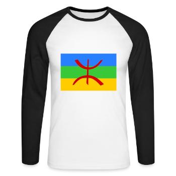 Amazigh - Unisex Baseballshirt langarm - Weiß/Schwarz - Vorne - Nik (191cm)