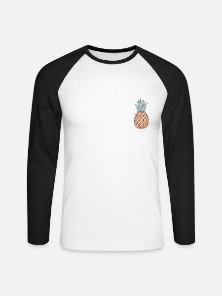 Pineapple vector - Unisex Long Sleeve Baseball T-Shirt - white/black