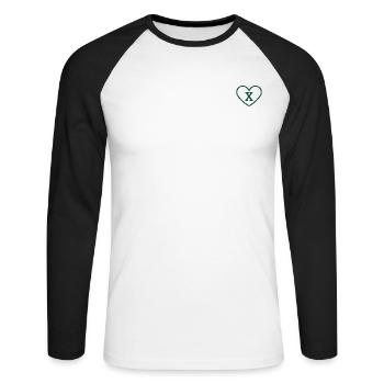 Letter x heart sport trend green - gift idea - Unisex Long Sleeve Baseball T-Shirt - white/black - Front - Nik (191cm)