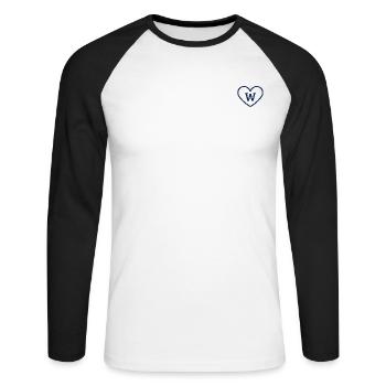 Letter w heart sport trend blue - gift idea - Unisex Long Sleeve Baseball T-Shirt - white/black - Front - Nik (191cm)