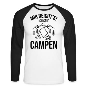 Camping Campen Sprüche Witzig - Unisex Baseballshirt langarm - Weiß/Schwarz - Vorne - Nik (191cm)